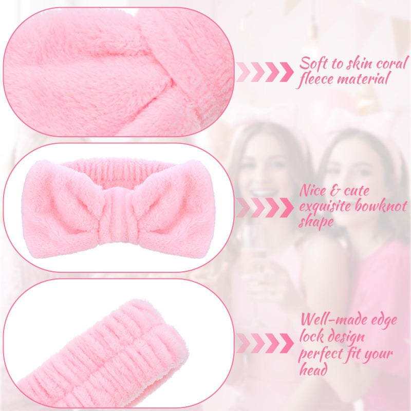 Kifmurase 25Pcs Spa Headbands, Makeup Headbands, Bow Tie Hair Band, Pink Skincare Headband for Washing Face, Cosmetic Facial Sports Yoga Elastic Headband - Image 3